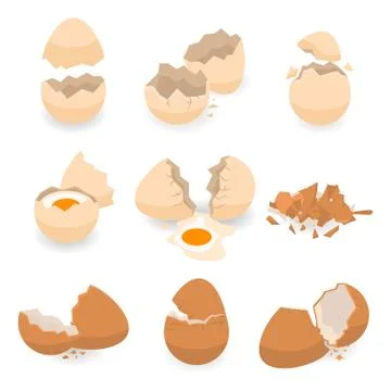 Eggshell icons set, isometric style Stock Illustration