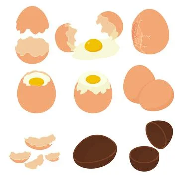 Eggshell icons set, isometric style Stock Illustration