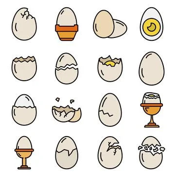 Eggshell icons set vector flat Stock Illustration