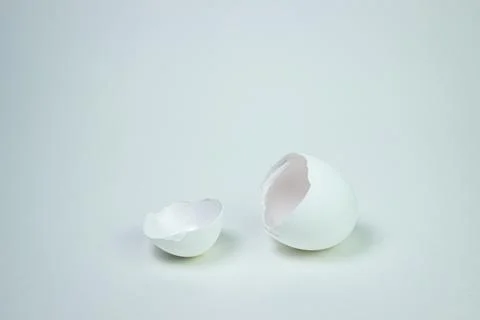 Eggshell on a white background. An empty egg.  Stock Photos