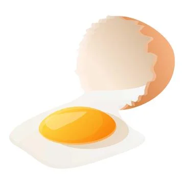 Eggshell with yolk icon, cartoon style Stock Illustration