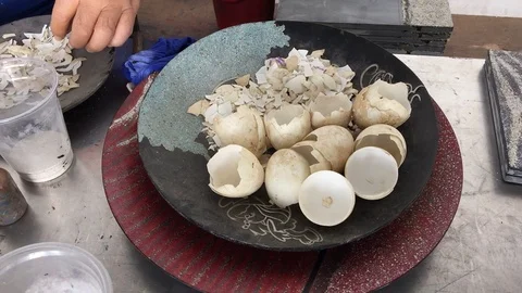 Eggshells for mosaics Stock Footage 86258474