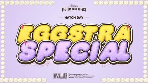 Eggstra Special Easter text effect in yellow and lavender icing Stock Illustration