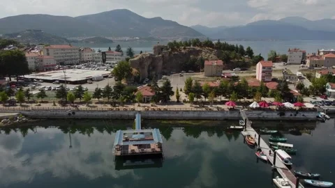 Egirdir castle view from the sky Stock Footage 194733739