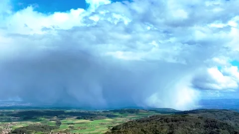 Eglisau in Winter  Dramatic Aerial View with Storm Clouds and Showers Video stock 323691310