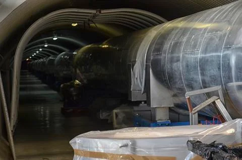 The Ego interferometer interior tunnel 스톡 사진
