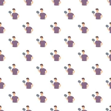 Ego man looking in hand mirror pattern Stock Illustration
