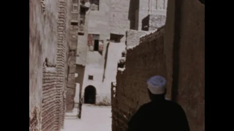 Egypt 1960s, Ancient architecture view with tourists Vidéo 284450662