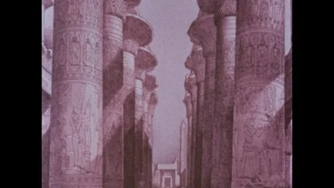 Egypt 1970s: A desolate landscape featuring ancient ruins, including crumbling Video stock 309895141