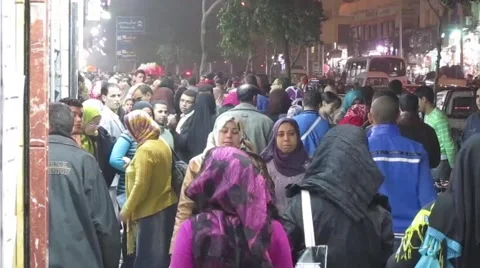Egypt 2011 - Cairo street at night 05 Stock Footage
