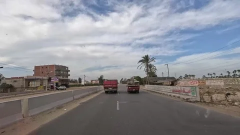 Egypt 30 June Axis: Fast Daylight Road POV Video stock 325866748