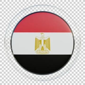 Egypt 3d illustration flag on pole. Wood flagpole Stock Illustration