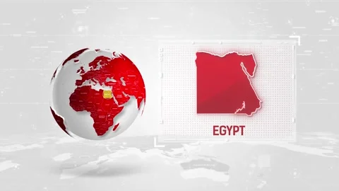 Egypt 4K Tech Map Beside Globe On White Background. Stock Footage 340477020