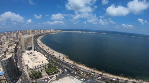 Egypt Alexandria Cloud and Abu Qir Bay Time lapse Stock Footage