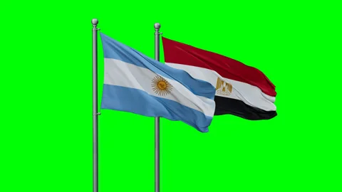 Egypt and Argentina two flags Stock Footage 289632752