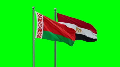 Egypt and Belarus two flags Stock Footage 292792219