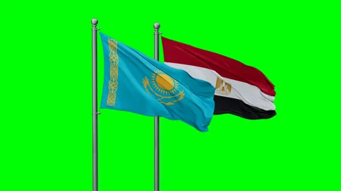 Egypt and Kazakhstan two flags Stock Footage 290418875