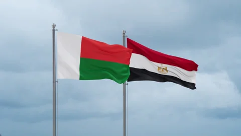 Egypt and Madagascar flag 스톡 동영상 256570706