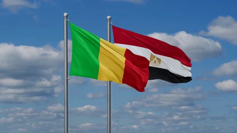 Egypt and Mali two flags Stock Footage 286432251