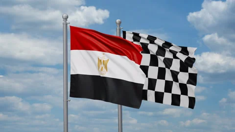Egypt and racing checkered two flags Stock Footage 268848425