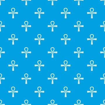 Egypt Ankh symbol pattern seamless blue Illustrazione stock