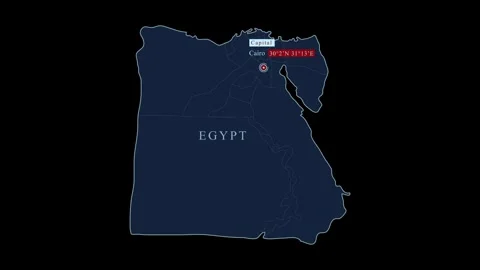 Egypt blue map with Cairo and geographic coordinates 库存影片 284462008