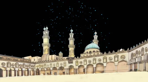 Egypt Cairo Al Azhar Mosque Night Stock Footage 45965422