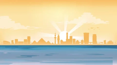 Egypt Cairo Skyline - Vector illustration Motion Graphic  Stock Footage 165039150