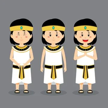 Egypt Character with Various Expression Stock Illustration