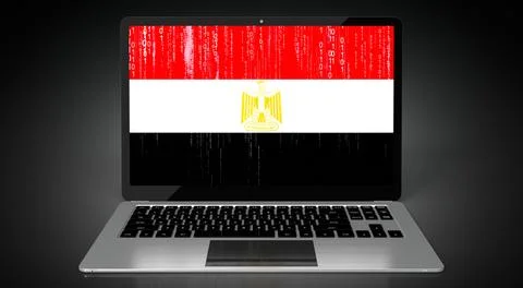 Egypt - country flag and binary code on laptop screen Stock Illustration