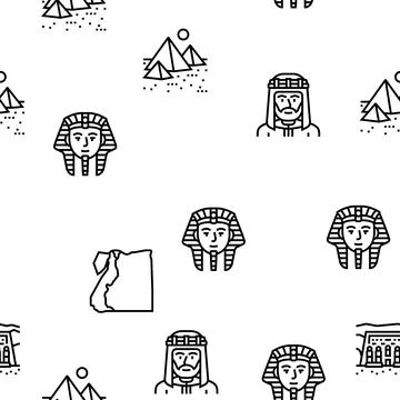 Egypt Country Monument Excursion Vector Seamless Pattern Illustrazione stock