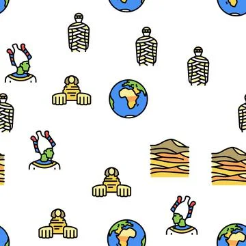 Egypt Country Monument Excursion Vector Seamless Pattern Stock Illustration