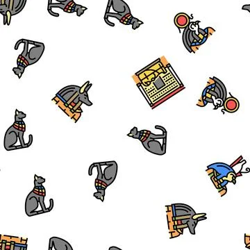 Egypt Country Monument Excursion Vector Seamless Pattern Ilustración de archivo