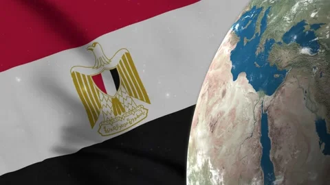 Egypt Flag and Egypt Map on Earth Globe 4K Stock Footage 220776439