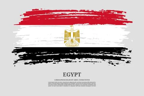 Egypt flag with brush stroke effect and information text poster, vector Stock Illustration