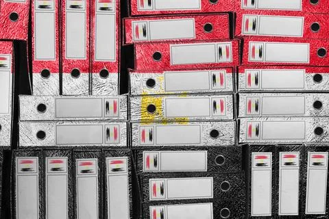 Egypt Flag Colors Folder Stack, Bureaucracy and Government Administration Foto stock