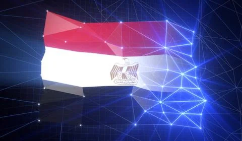 Egypt - Flag with Glowing Cyberspace Grid Stock Illustration