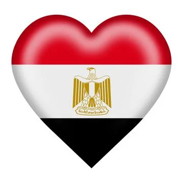 Egypt flag heart button isolated on white with clipping path 3d illustration Stock Illustration