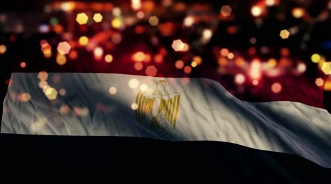 Egypt Flag Light Night Bokeh Abstract Loop Animation 4K Stock Footage 47577133