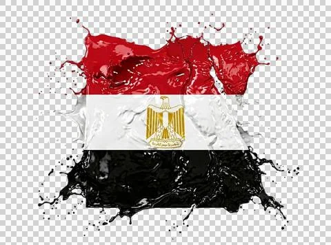 Egypt flag made of colored paint splashes on transparent background with cl.. Stock Illustration