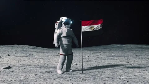 Egypt flag on Moon Stock Footage 168336424