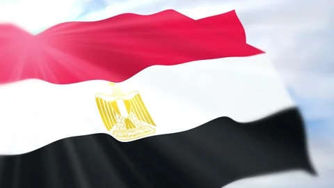 Egypt Flag Seamless Loop 4k 60fps on Sky Background Stock Footage 340624137