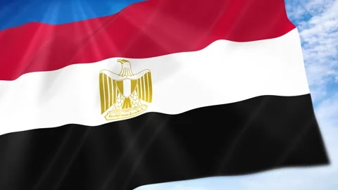 Egypt Flag Seamless Loop 4k 60fps on Sky Background 動画素材 341672710