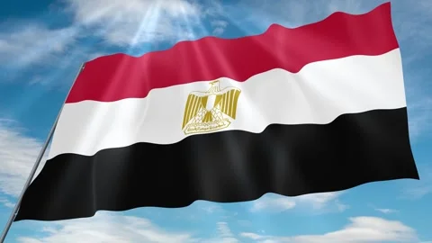 Egypt Flag Seamless Loop 4k 60fps on Sky Background Stock Footage 341756473
