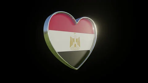 Egypt Flag in the Shape of 3D Heart. Stock Footage 133460985
