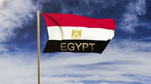 Egypt flag with title waving in the wind. Looping sun rises style.  Animation Stock Footage 48589847