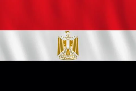 Egypt flag with waving effect, official proportion. Illustrazione stock