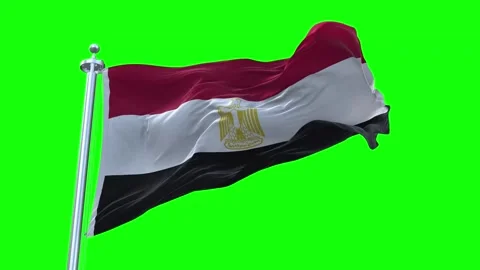 Egypt Flag Waving in Loopable and Textured green screen background Stock Footage 296876632