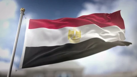Egypt Flag Waving Slow Motion 3D Rendering Blue Sky Background - Seamless L.. Stock Footage 75242573