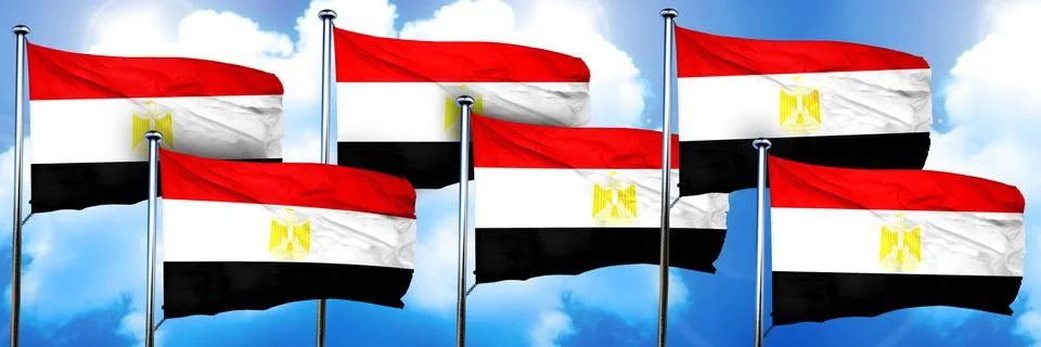 Egypt flags, 3D rendering, on a cloud background Stock Illustration